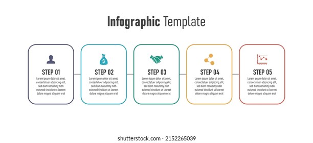 Infografik-Vorlage für Unternehmen. Abstrakte Elemente von Graphen, Diagramm mit Schritten, Optionen, Teilen oder Prozessen. Vektorgeschäftsvorlage zur Präsentation. Kreatives Konzept für Infografik.