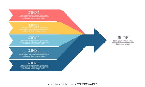 Business infographic template. Arrow with 5 options, steps. Vector chart.