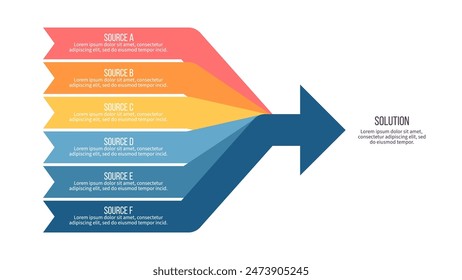 Business infographic template. Arrow with 6 options, steps. Vector chart.