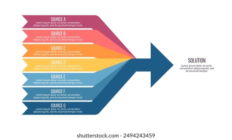 Business infographic template. Arrow with 7 options, steps. Vector chart.