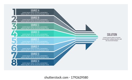 Business Infographic Template. Arrow Chart With 8 Steps, Options, Sections. Vector Diagram.