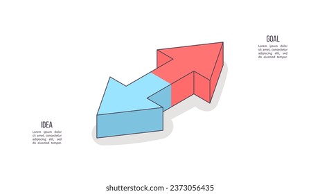 Business infographic template. Arrow chart with 2 options, steps. Vector chart.