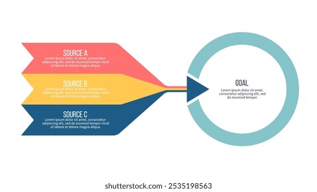 Business infographic template. Arrow Chart with 3 options, steps. Vector chart.