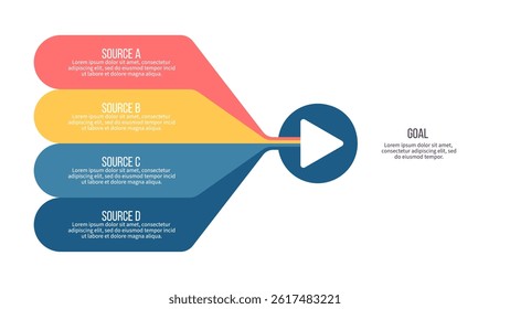 Business infographic template. Arrow chart with 4 options, steps. Vector chart.