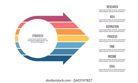 Business infographic template. Arrow chart with 7 options, steps. Vector chart.