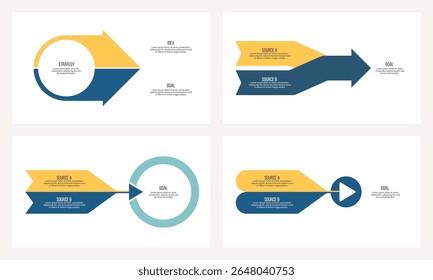 Business infographic template. Arrow charts with 2 options, steps. Vector chart.