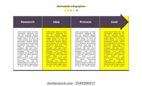 Business infographic template. Banner with 4 options, columns, steps. Vector chart.