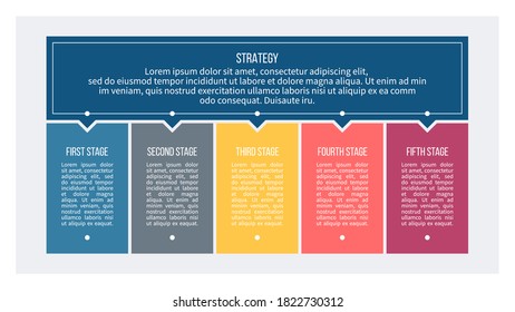 Business Infographic Template. Banner With 5 Options, Columns, Sections. Vector Chart.