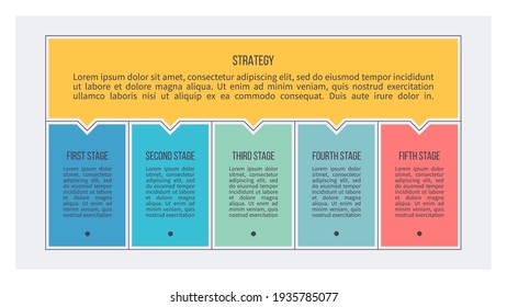 Business Infographic Template. Banner Chart With 5 Steps, Options. Vector Chart.