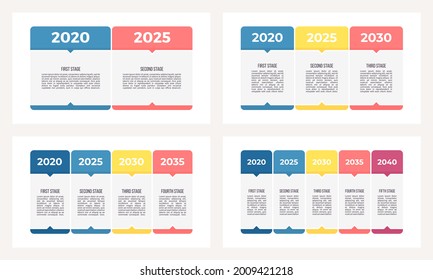 Plantilla de infografía empresarial. Cartel con 2, 3, 4, 5 pasos, opciones. Gráfico vectorial.