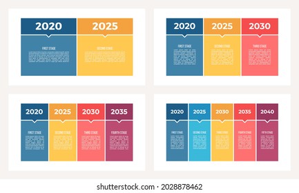 Business infographic template. Banner chart with 2, 3, 4, 5 options, steps. Vector chart.