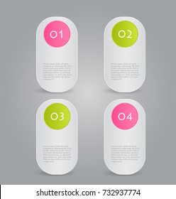 Business infographic template banner for presentation, education, web design, bochure, flyer. Pink and green tabs. Vector illustration.