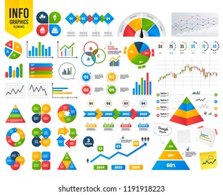 Business infographic template. Birthday party icons. Cake with ice cream signs. Air balloons with rope symbol. Financial chart. Time counter. Vector