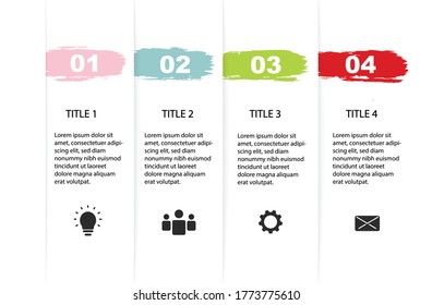Business Infographic template. brush watercolor design with numbers 4 options or steps.Vector illustration.