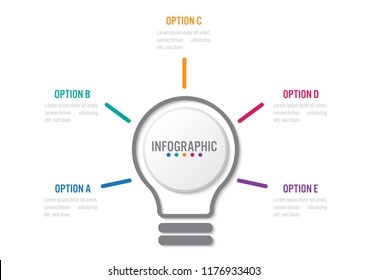 Business infographic template with bulb shape