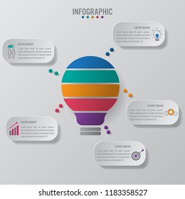 Business infographic template with bulb shape
