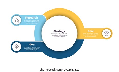 Business infographic template. Chart with 3 steps, options. Vector diagram.