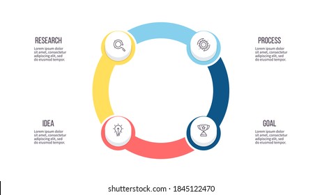 Plantilla de infografía de negocios. Gráfico con 4 pasos, opciones. Diagrama de vectores.