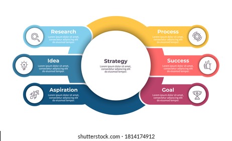 Business infographic template. Chart with 6 steps, options. Vector diagram.