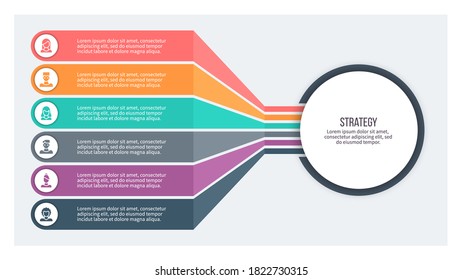 Business infographic template.  Chart with 6 steps, options. Vector diagram.