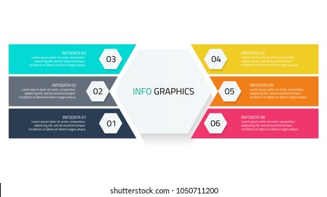 Business infographic. Template for chart, diagram, or graph. Abstract elements with 6 steps,number options for presentation.Vector illustration creative design. 