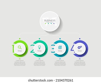 Business infographic template circle colorful with 4 step