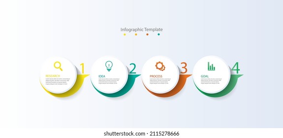 Business infographic template circle colorful elements with 4 step