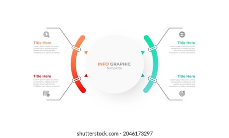 Business infographic template. Circle creative element design with marketing icons. Vector illustration 4 options.