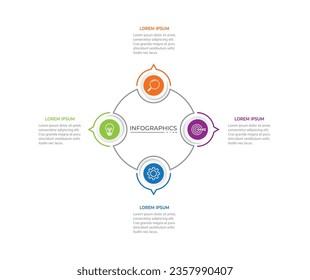 Business infographic template. Circle creative element design with marketing icons. Vector illustration 4 Step.