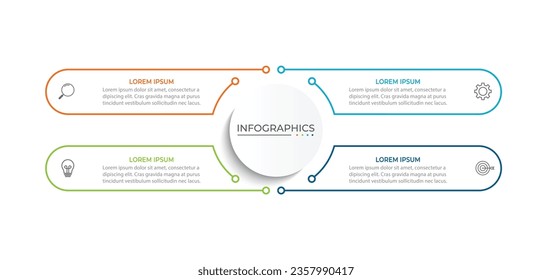 Business infographic template. Circle creative element design with marketing icons. Vector illustration 4 Step.