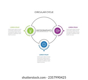 Business infographic template. Circle creative element design with marketing icons. Vector illustration 3 Step.