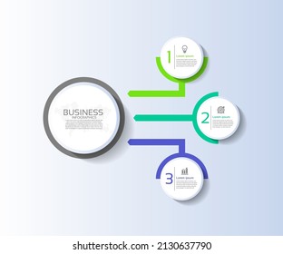 Business infographic template circle elements with 3 step