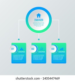 Business infographic template with circular shape. Can be used for workflow layout, diagram, number options, 3 options or steps, web design. 