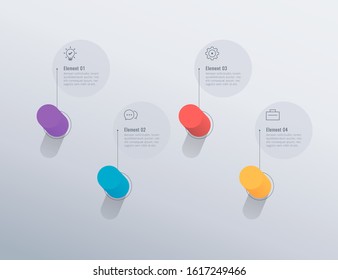 Business infographic template with circular shape. Can be used for workflow layout, diagram, number options, 4 options or steps, web design. illustration, 3d, EPS10