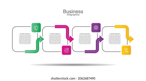 Business infographic template colorful with 4 step