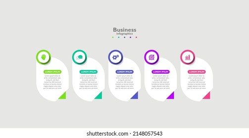 Business infographic template colorful with 5 step