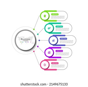 Business infographic template colorful with 5 step