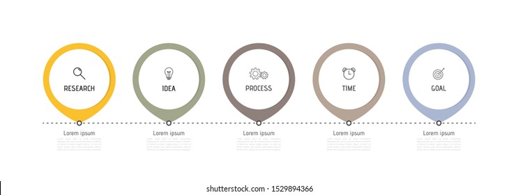 Business infographic template, Colorful circular elements with numbers 5 options or steps. Vector illustration graphic design.