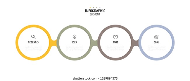 Business infographic template. Colorful circular elements with numbers 4 options or steps. Vector illustration graphic design.