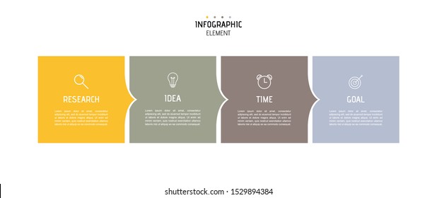 Business infographic template. Colorful circular elements with numbers 4 options or steps. Vector illustration graphic design.