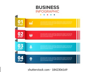 Business Infographic template. Colorful shapes presentation design with numbers 4 options or steps. vector illustration