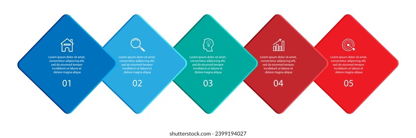 
business infographic template. colorful
vector design in various colors with icon, text,
number and 5 option or steps.
used for flow diagrams, presentations 
in your business