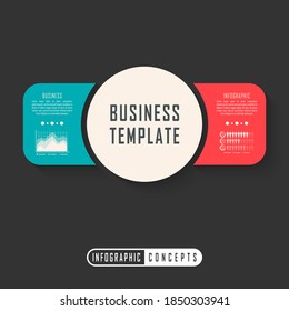 Plantilla de información empresarial. Concepto de negocio con 2 opciones, partes, pasos o procesos