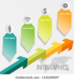 Business infographic template the concept with 4 option step with  colorful icon. Can be used for content, workflow process , diagram chart or presentation. Vector design element illustration.