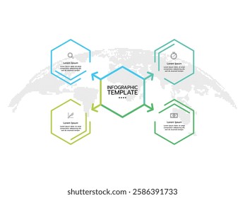 Business infographic template. Concept with 4 martketing icons or options. Can be used for workflow layout, graph, presentation chart diagram, annual report, web design, steps or processes.