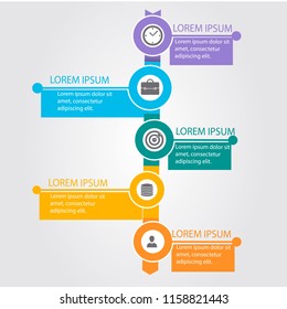 Business infographic template the concept with 5 option step with color icon.Can be used for diagram chart or workflow process and virtualization data.Vector design element illustration.