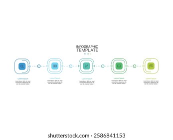 Business infographic template. Concept with 5 steps timeline and marketing icons. Vector illustration.