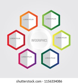 Business infographic template the concept with 6 option step with  colorful icon. Can be used for content, workflow process , diagram chart or presentation. Vector design element illustration.