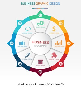 Business  infographic  template  the concept is circle option step with  full color icon can be used for diagram  infograph  chart or  business presentation , Vector design element  illustration