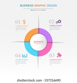 Business  Infographic  Template  The Concept Is Circle Option Step With  Full Color Icon Can Be Used For Diagram  Infograph  Chart Or  Business Presentation , Vector Design Element  Illustration